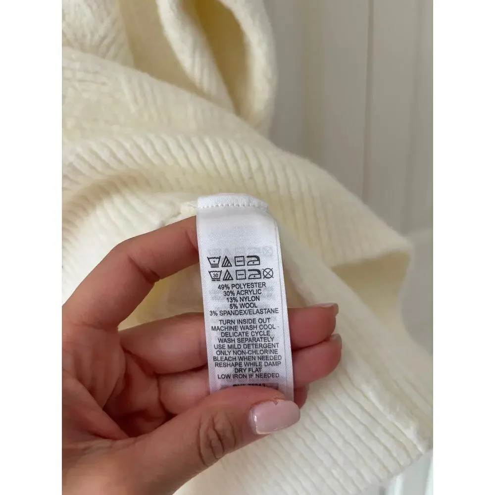 Cynthia Rowley Active White Cable Knit Half Zip Sweater L - Picture 6 of 9